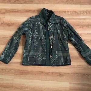 Green and gold button up jacket